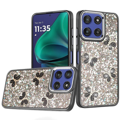For Motorola Moto G Stylus 5G 2026 /2025 Cute Butterfly Crystal Diamond Glitter Case Sparkle Bling Frame Metallic Edges, Shimmer TPU Hybrid Case Cover