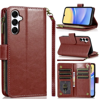 For Samsung Galaxy A15 5G Leather Wallet Case with Zipper, 9 Card Slots, Cash Pocket, Stand & Strap, Clutch Pouch Design Case Cover Hotpink