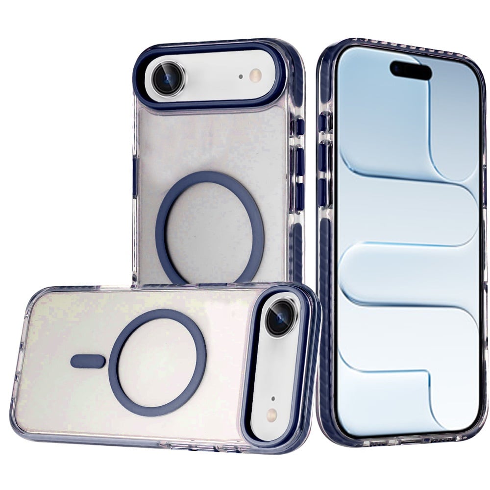 For Apple iPhone 17 Air (6.6") Transparent Hybrid with Color-Matched Magnetic Circle, Rubber TPU Frame Hard PC Shockproof Case Cover