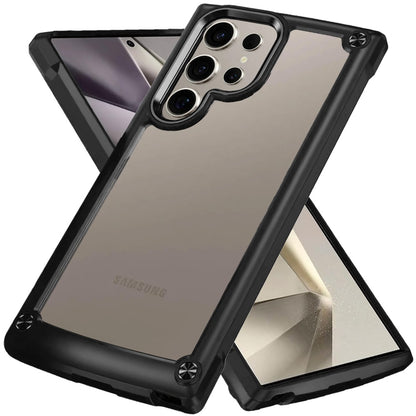 For Samsung Galaxy S25 Ultra Hybrid Transparent Rubber with Metal Buttons & Camera Edges Hard TPU Corner Frame Bumper Case Cover