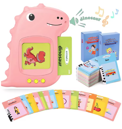 Early Education Flash Card Machine with English Audio Book, Talking Dinosaur Learning Toy for Kids with 224 Sight Words
