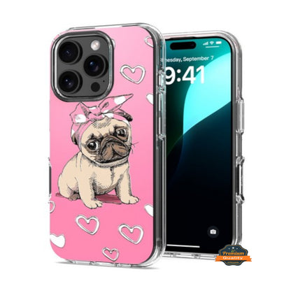 For Motorola Moto G Power 5G 2026 Hybrid Clear Frame with Trendy Pattern Design, Shockproof Hard Back & TPU Rubber Case Cover Dog Pink Heart
