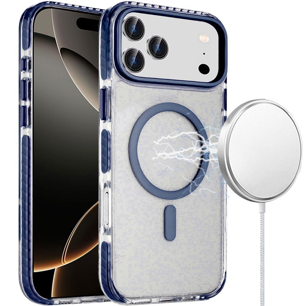 For Apple iPhone 17 Pro Transparent Hybrid with Color-Matched Magnetic Circle, Rubber TPU Frame Hard PC Shockproof Case Cover