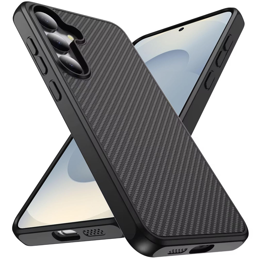 For Samsung Galaxy S26 Carbon Fiber Design with Magnetic HQ 2.0mm Thick Hybrid Shockproof Rubber Hard PC Case Cover
