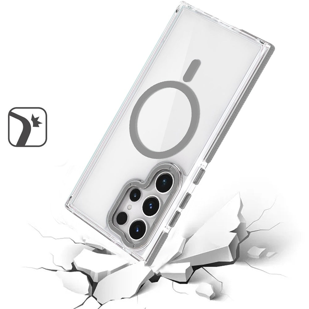 For Samsung Galaxy S25 Ultra Transparent Back with Colorful Frame, Strong Magnetic Circle, MagSafe Compatible, Slim Shockproof Protection Case Cover