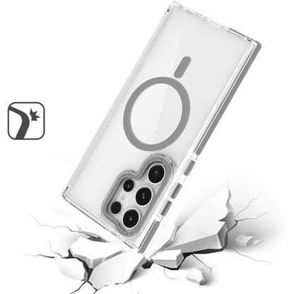 For Samsung Galaxy S25+ /S25 Plus /S24+ Plus Transparent Back with Colorful Frame, Strong Magnetic Circle, MagSafe Compatible, Slim Shockproof Protection Case Cover