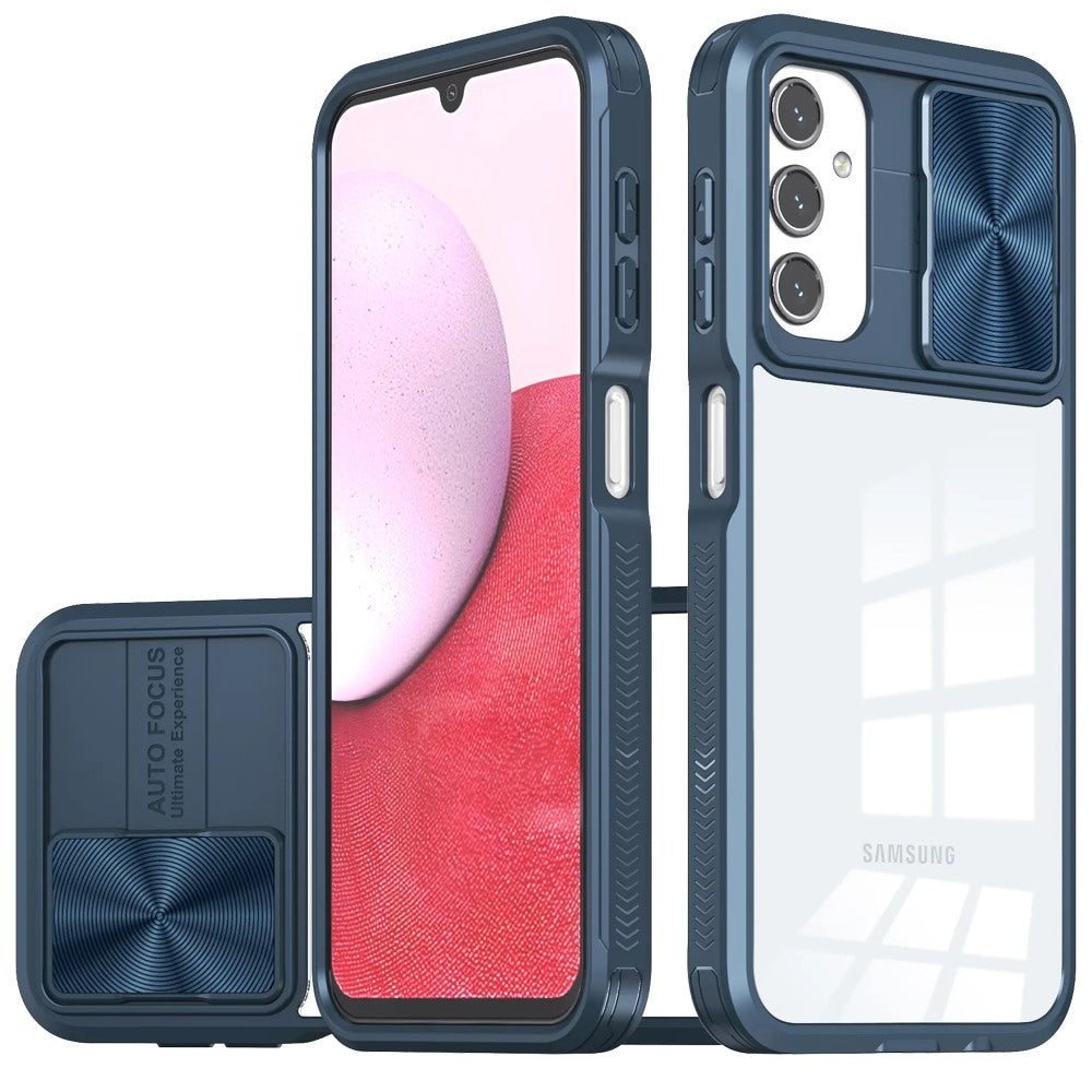 For Samsung Galaxy S24 FE /Fan Edition Hybrid Cases with Sliding Camera Cover Transparent Shockproof Bumper TPU Protective Case Cover