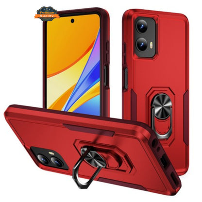 For Motorola Moto G 5G 2025 Heavy Duty Rugged Hybrid, Dual-Layer Shockproof Protection with Magnetic Ring Stand Holder Case Cover
