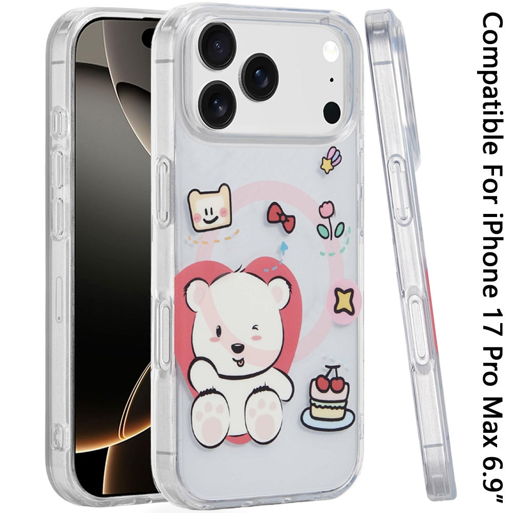 For Apple iPhone 17 Pro Max Stylish Pattern Fashion IMD Printed Design TPU Slim Shockproof Protective with Magnetic Back Case Cover