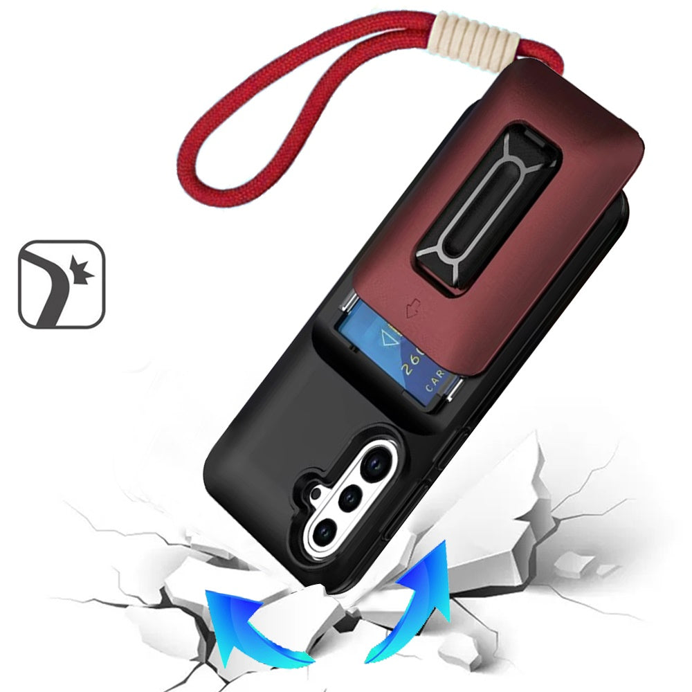 For Samsung Galaxy S26 Ultra Wallet Case with 2- Credit Card Holder, Wrist Strap & Kickstand Hybrid Shockproof TPU Case Cover