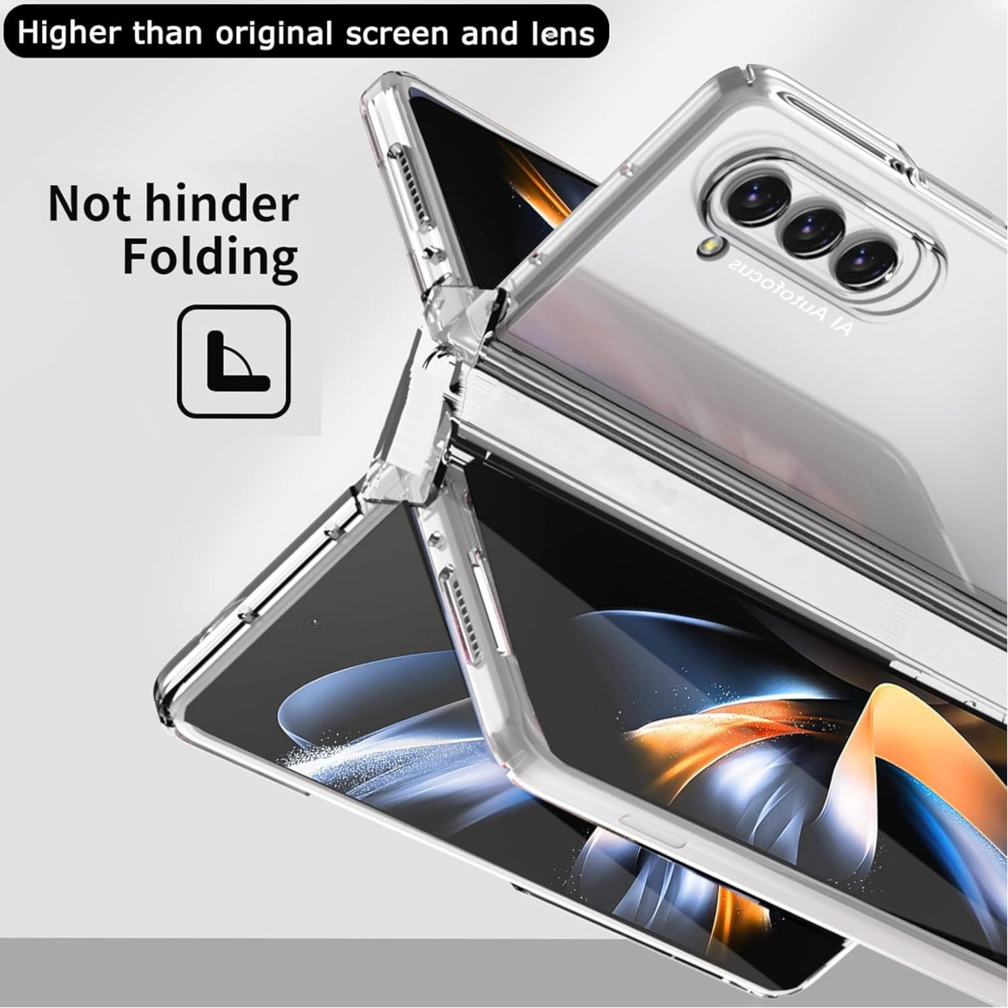 For Samsung Galaxy Z Fold 7 Case with Hinge Protection [Ultra-Thin Free Folding] Shockproof Slim Protection Transparent Case Cover Clear
