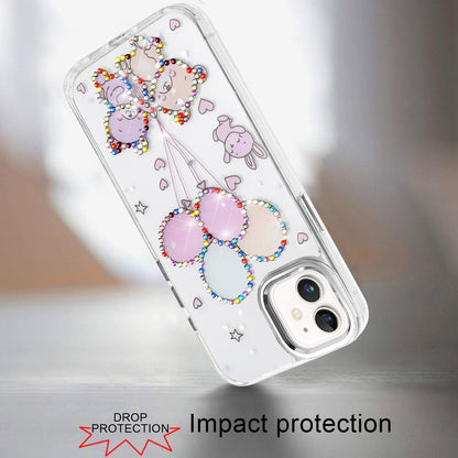 For Apple iPhone 11 Butterfly Resin Epoxy Diamond Design Metal Edged Hybrid Shockproof Heavy Duty Drop Protection Case Cover