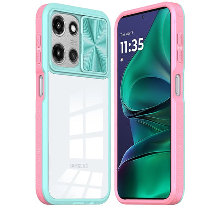 For Motorola Moto G Stylus 5G 2026 /2025 Hybrid Cases with Sliding Camera Cover Transparent Shockproof Bumper TPU Protective Case Cover Pink/Blue