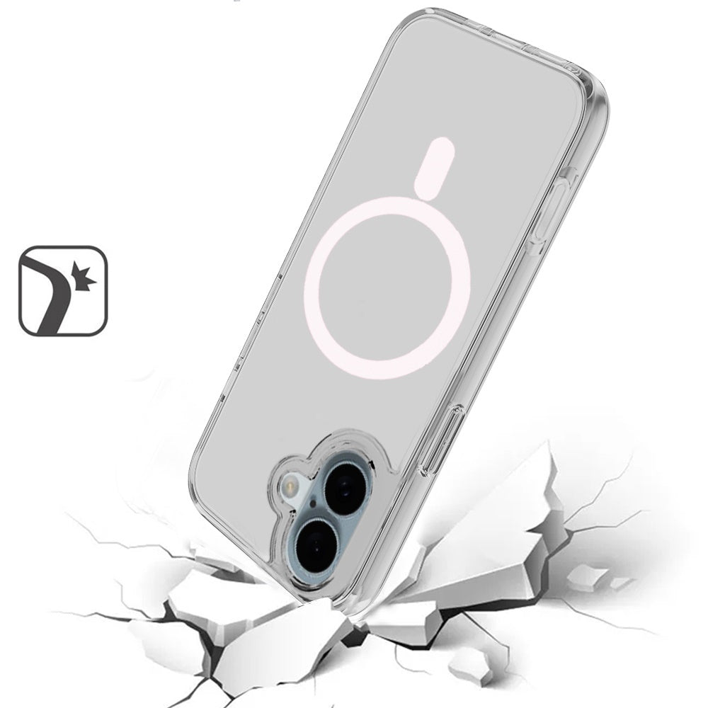 For Apple iPhone 17 Pro Max MagSafe Compatible Transparent Hybrid Case with Magnetic Circle, Shock Absorption TPU Rubber Case Cover Smoke Gray