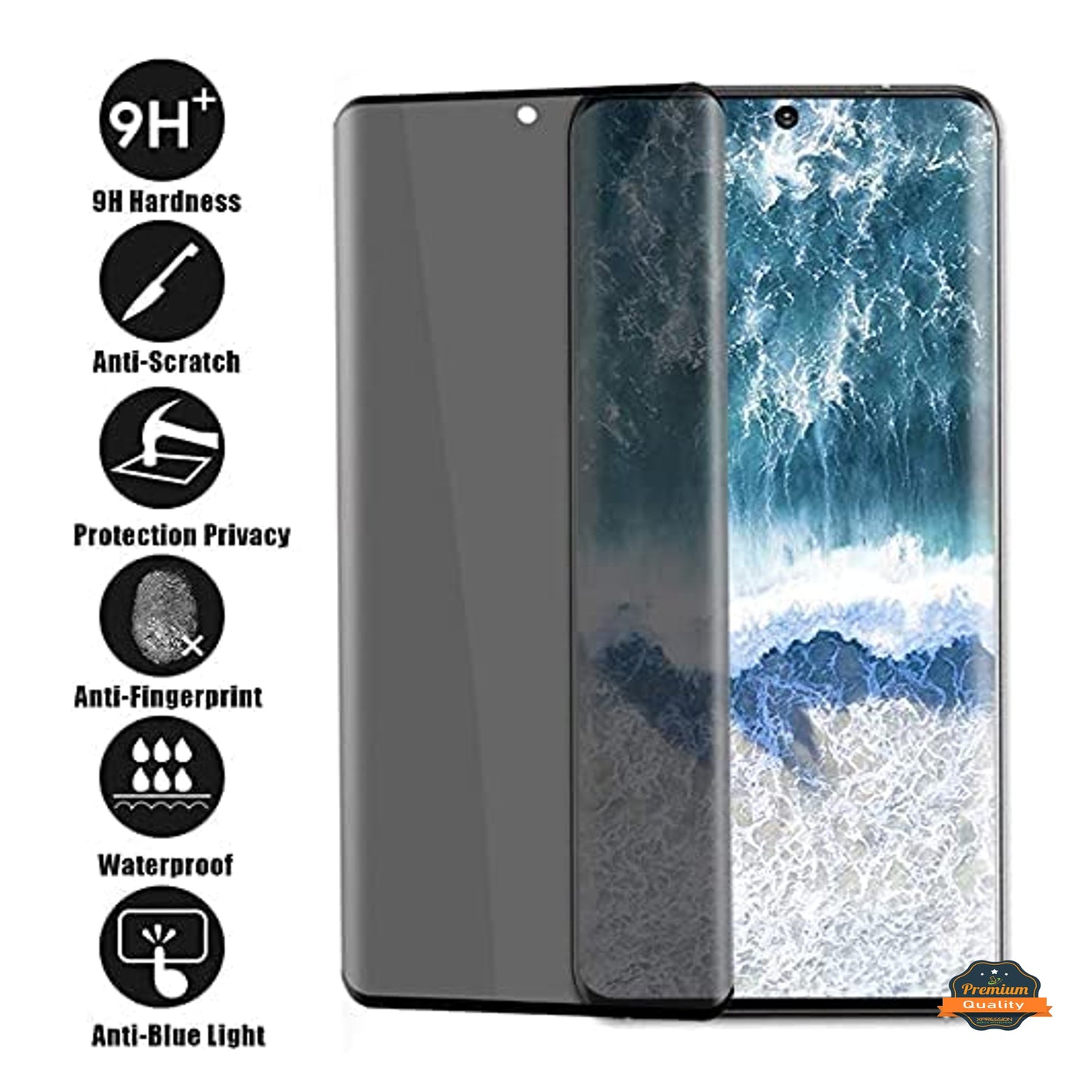 For Samsung Galaxy S26+ / S26 Plus Privacy Tempered Glass Screen Protector, 9H Anti-Spy Anti-Peek Protector Black