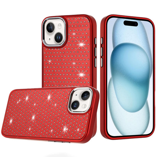 For Apple iPhone 14 /13 Bling Diamond Metallic, Full Sparkle Chrome Edged Hybrid Protective Shockproof Case Cover