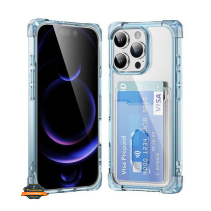 For Apple iPhone 16 (6.1") Wallet Clear Case with Credit Card Holder Rubber Silicone TPU Protection Corner Bumper Shockproof Case Cover