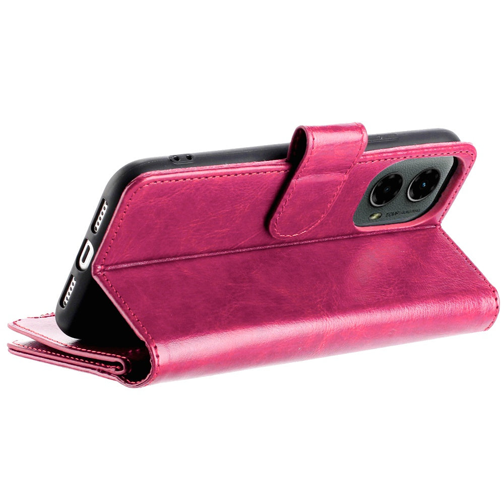 For Motorola Moto G 5G 2024 Luxury Wallet Card Holder Zipper Design Shockproof Protection Secure Grip Multi Slot Storage for Daily Use Case Cover Hotpink