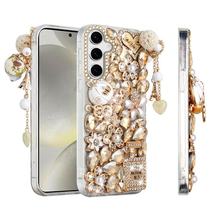 For Samsung Galaxy S25 /S24 Bling Crystal 3D Full Diamonds Luxury Sparkle Rhinestone Hybrid Case Cover Ultimate Multi Ornament Green