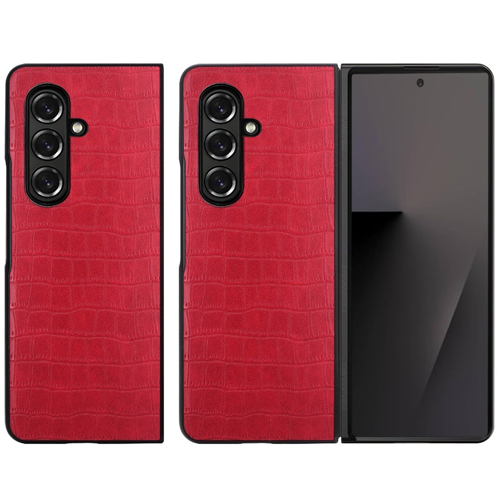 For Samsung Galaxy Z Fold 7 PU Vegan Leather Case, Premium Snap-On Hard Shell Cover, Slim Fit Protective Matte Finish Case Cover