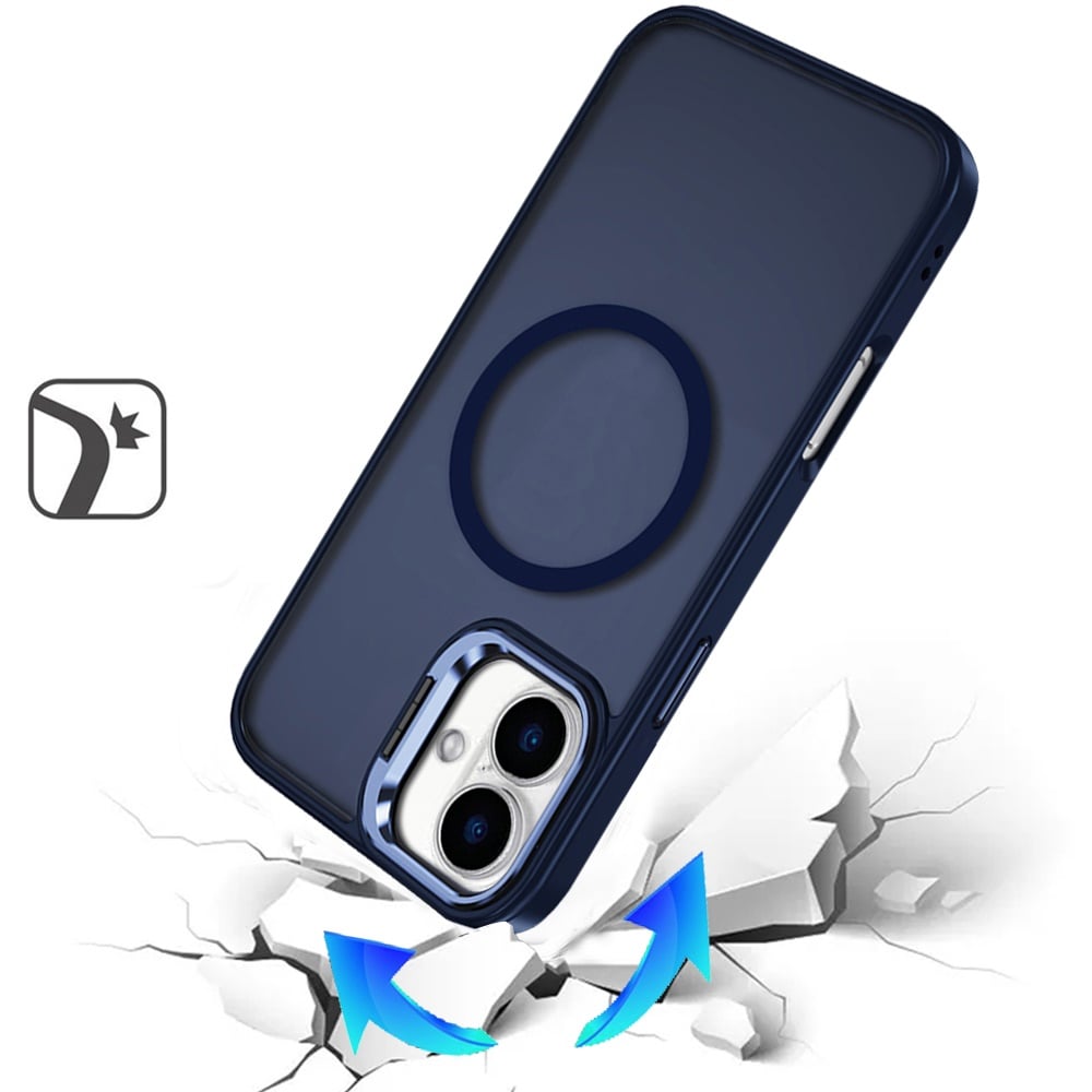 For Apple iPhone 17 (6.3") Heavy Duty Metallic Hybrid Tough TPU with Camera Ring Stand, MagSafe Compatible, Rugged Drop Protection Case Cover