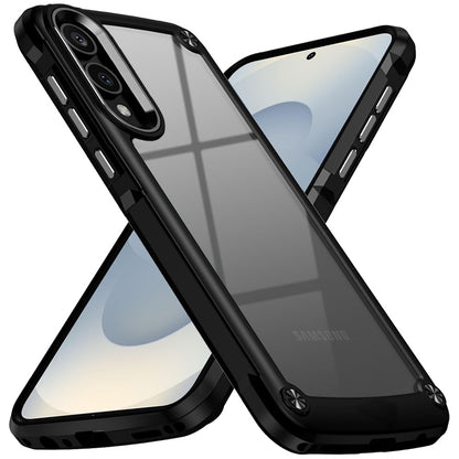 For Samsung Galaxy S25 EDGE Hybrid Transparent Rubber with Metal Buttons & Camera Edges Hard TPU Corner Frame Bumper Case Cover