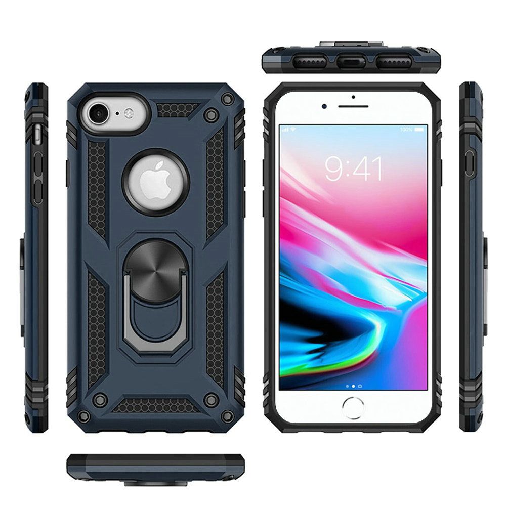 For Apple iPhone SE 3 (2022) SE/8/7 Hybrid Shockproof Durable 360 Degree Rotatable Ring Stand Holder Kickstand Fit Magnetic Car Mount Case Cover