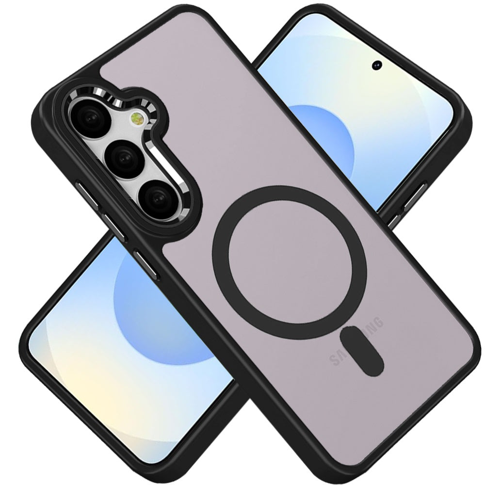 For Samsung Galaxy S25+ /S25 Plus /S24+ Plus MagSafe Compatible Transparent Greatest Clear Acrylic with Color Frame Thick Hybrid TPU Hard Case Cover