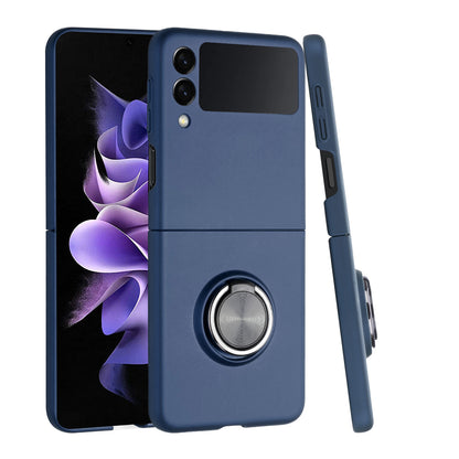 For Samsung Galaxy Z Flip 7 FE Matte Magnetic Ring Stand Hybrid, Shockproof Protective Silicone Fit Magnetic Car Mount Case Cover
