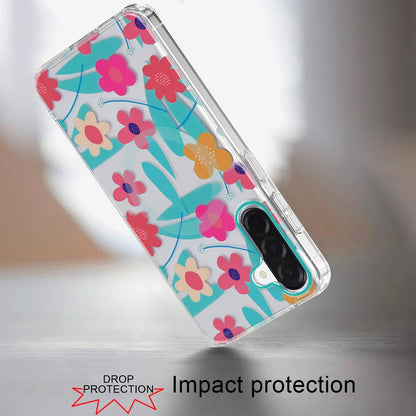 Phone Case for Samsung Galaxy A17 5G Shockproof Dual Layer TPU IMD Print Rugged Anti-Slip Grip Drop Protection Scratch Resistant Slim Fit Glossy Floral Heart Aesthetic Cover