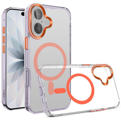 For Samsung Galaxy S26 Ultra Transparent Back Hybrid Case - Magnetic Circle, Color Frame, Metal Buttons, MagSafe Compatible Case Cover