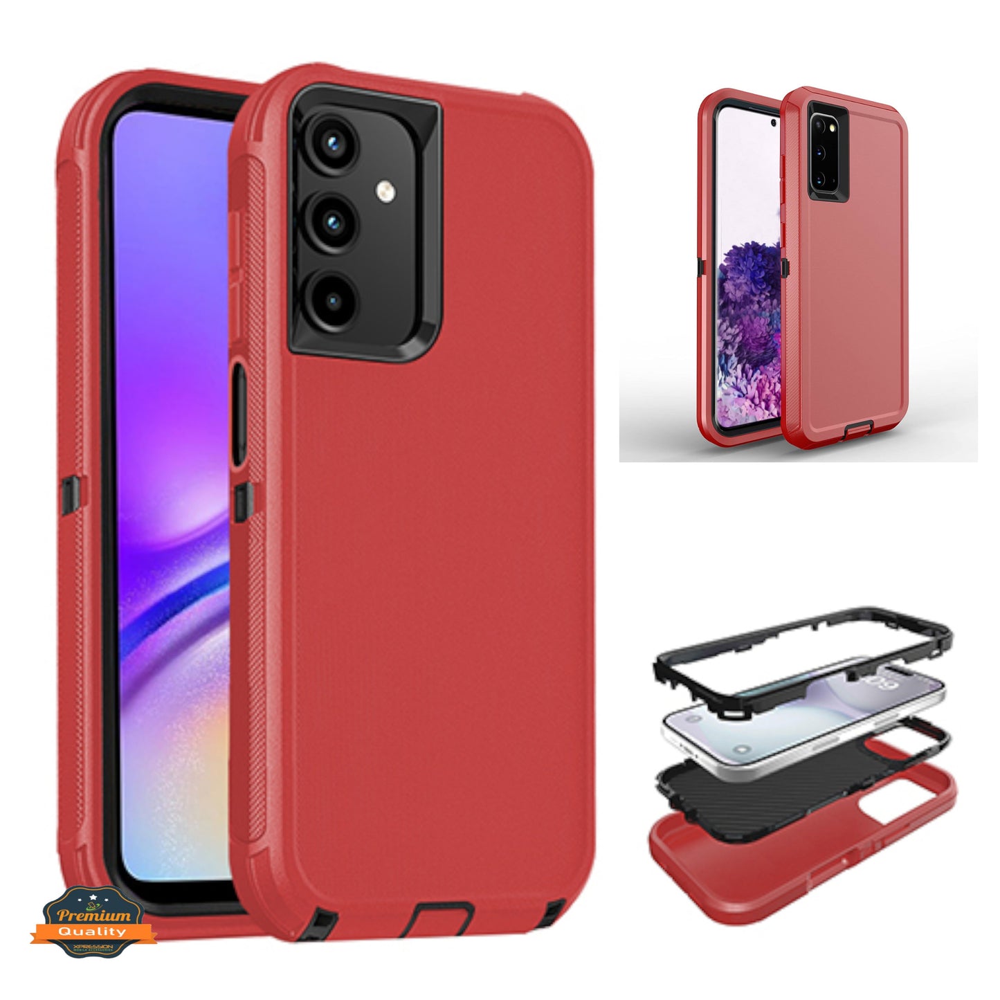 For Samsung Galaxy A16 5G Delux Armor Case Shockproof Rugged 3-Layer Protection Hybrid Heavy Duty with Enhanced Durability Case Cover