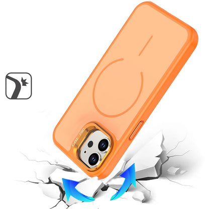 For Apple iPhone 11 Magnetic Matte Metal Camera Stand Hybrid Drop Protection Durable Shockproof Slim Fit Design Case Cover Cosmic Orange