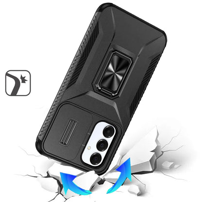 For Samsung Galaxy A36 Case, Camera Cover with Magnetic Rotation Ring Stand, Military Grade Hybrid Hard TPU Shockproof Case Cover