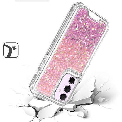 For Samsung Galaxy A36 Epoxy Bling Glitter Sparkly 3-in-1 Transparent Hybrid Full-Body Shockproof PC Bumper Case Cover