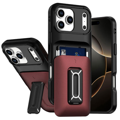 For Apple iPhone 17 Pro Max Wallet Case with 2- Credit Card Holder, Wrist Strap & Kickstand Hybrid Shockproof TPU Case Cover