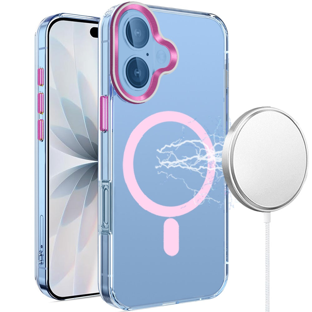 For Apple iPhone 17 Clear Transparent Case Matching Circle Design, Hybrid TPU Hard Shell, Support Magsafe Charger Case Cover