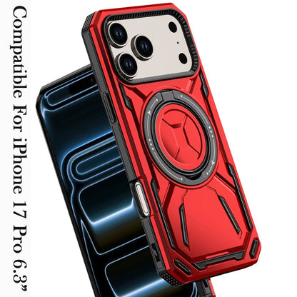 For Apple iPhone 17 Pro (6.3") Hybrid Magnetic Ring and 360° Rotational Kickstand with MagSafe Compatible, Military Grade Drop Protection Case Cover