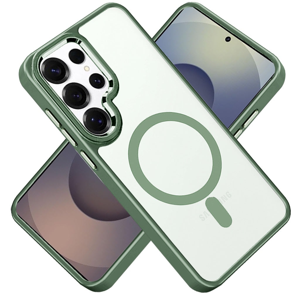 For Samsung Galaxy S25 Ultra MagSafe Compatible Transparent Greatest Clear Acrylic with Color Frame Thick Hybrid TPU Hard Case Cover