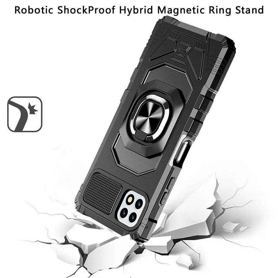 Hybrid Dual Layer with 360° Rotate Magnetic Ring Stand Holder Kickstand TPU Rugged PC Shockproof