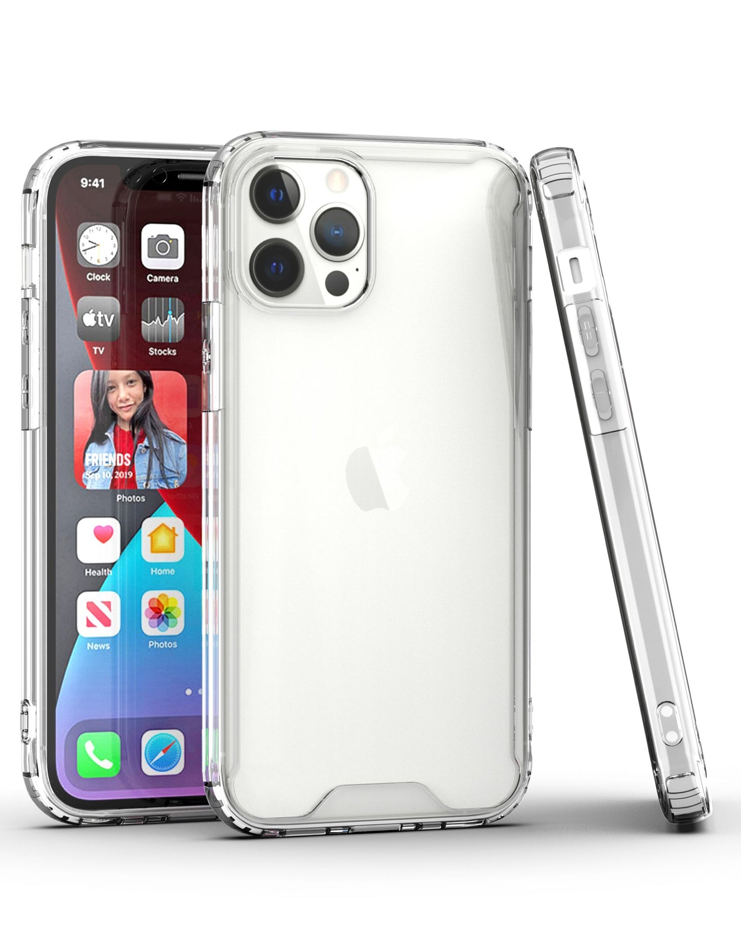 For Apple iPhone 12 Pro Max Clear Colored Shockproof Transparent Hard PC + Rubber TPU Hybrid Bumper Shell Slim Protective Case Cover Clear
