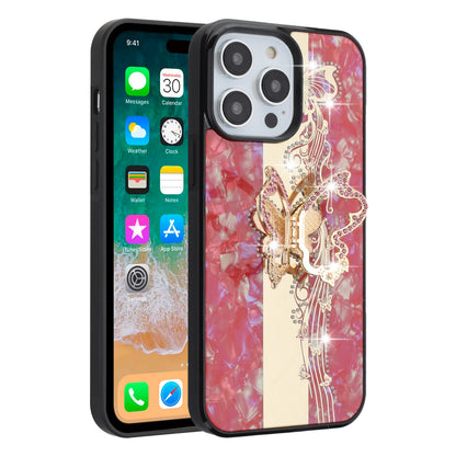 For Motorola Razr Ultra 2025 Diamonds 3D Butterfly Bling Sparkly Glitter Ornaments Engraving Hybrid with Stand Fashion Case Cover Enchanted Butterfly Red