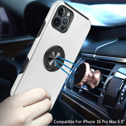 For Samsung Galaxy S25 EDGE Hybrid 360 Degree Rotatable Metal Invisible Ring Stand Holder Slim Fit Magnetic Car Mount Shockproof Case Cover Silver