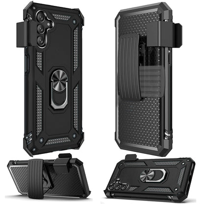 For Samsung Galaxy A16 5G Belt Clip Holster Ring Stand Holder, Military Grade Fit Magnetic Car Mount Shockproof Hybrid Case Cover Black