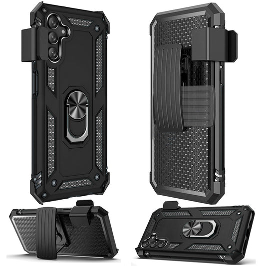 For Samsung Galaxy A16 5G Belt Clip Holster Ring Stand Holder, Military Grade Fit Magnetic Car Mount Shockproof Hybrid Case Cover Black