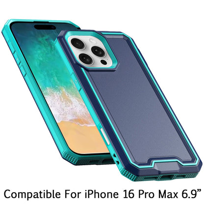 For iPhone 16 Pro Max (6.9") Tough Modern Fused Hybrid Armor Hard PC TPU Rubber Shockproof Drop Protection Impact Case Cover Red