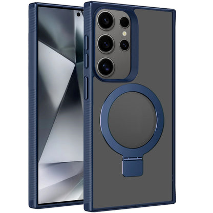 For Samsung Galaxy S25 Ultra Magnetic Circle Kickstand with MagSafe Compatibility, Matte Skin, Rugged Bumper, and Ring Holder Case Cover