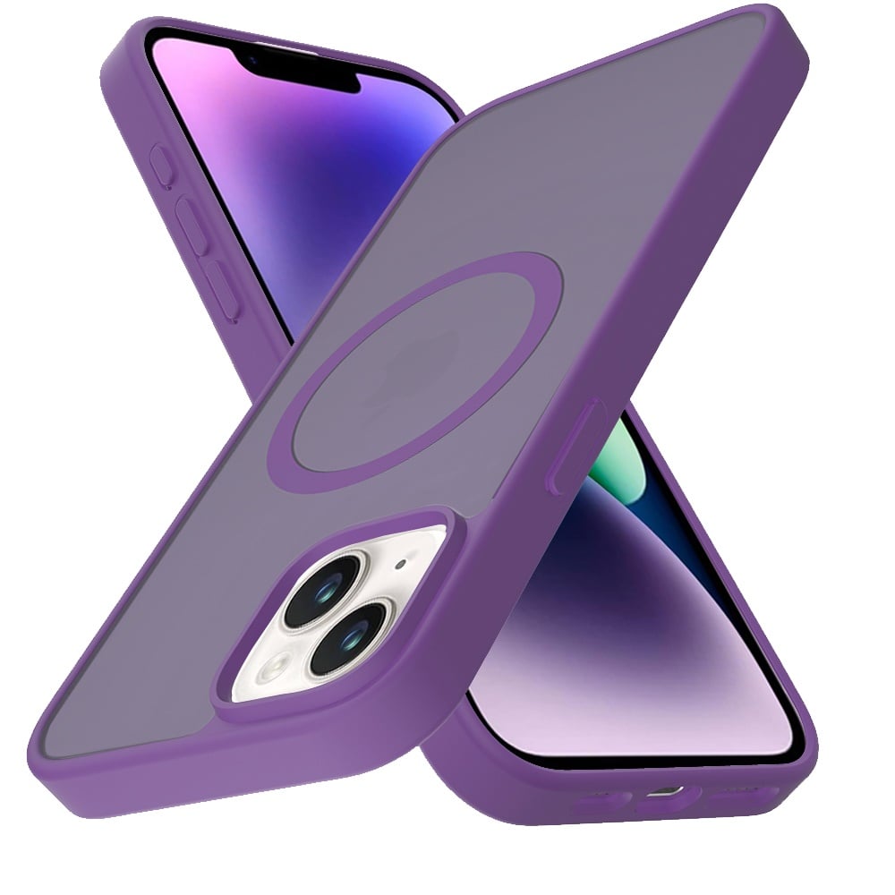 For iPhone 14/13 (6.1") MagSafe Compatible Case Hybrid Soft TPU Bumper Hard Translucent Matte Back Slim Shockproof Case Cover Cosmic Orange