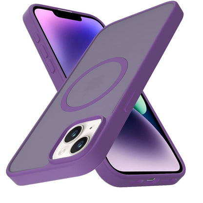 For iPhone 14/13 (6.1") MagSafe Compatible Case Hybrid Soft TPU Bumper Hard Translucent Matte Back Slim Shockproof Case Cover Cosmic Orange