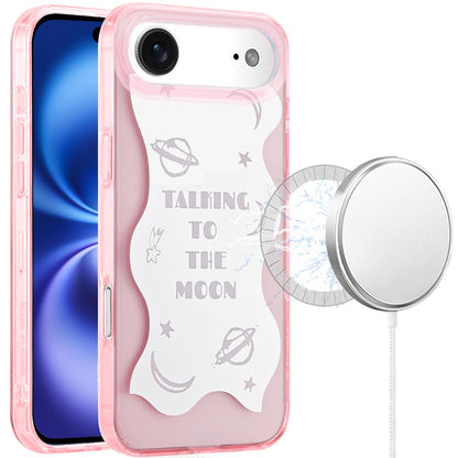 For Apple iPhone 17 Stylish Pattern Fashion IMD Printed Design TPU Double Layer Slim Shockproof with Magnetic Back Case Cover Talking to the moon